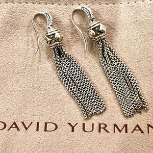 DAVID YURMAN "RENAISSANCE" DIAMOND AND STERLING TASSEL EARRINGS
